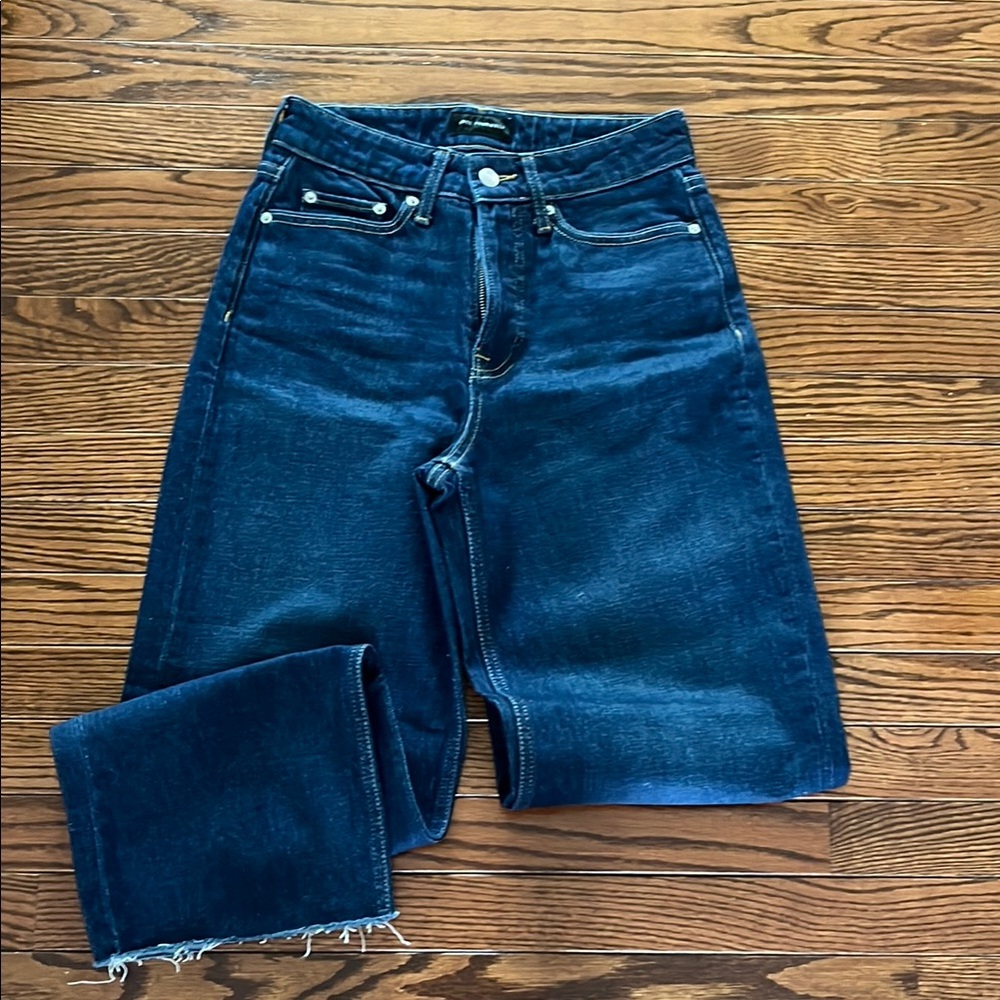 Blue Straight Leg Jeans with Rich Indigo Wash